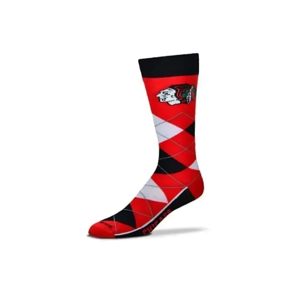 ✨CHICAGO BLACKHAWKS CALF LOGO MENS ARGYLE RED ONE SIZE SOCKS✨